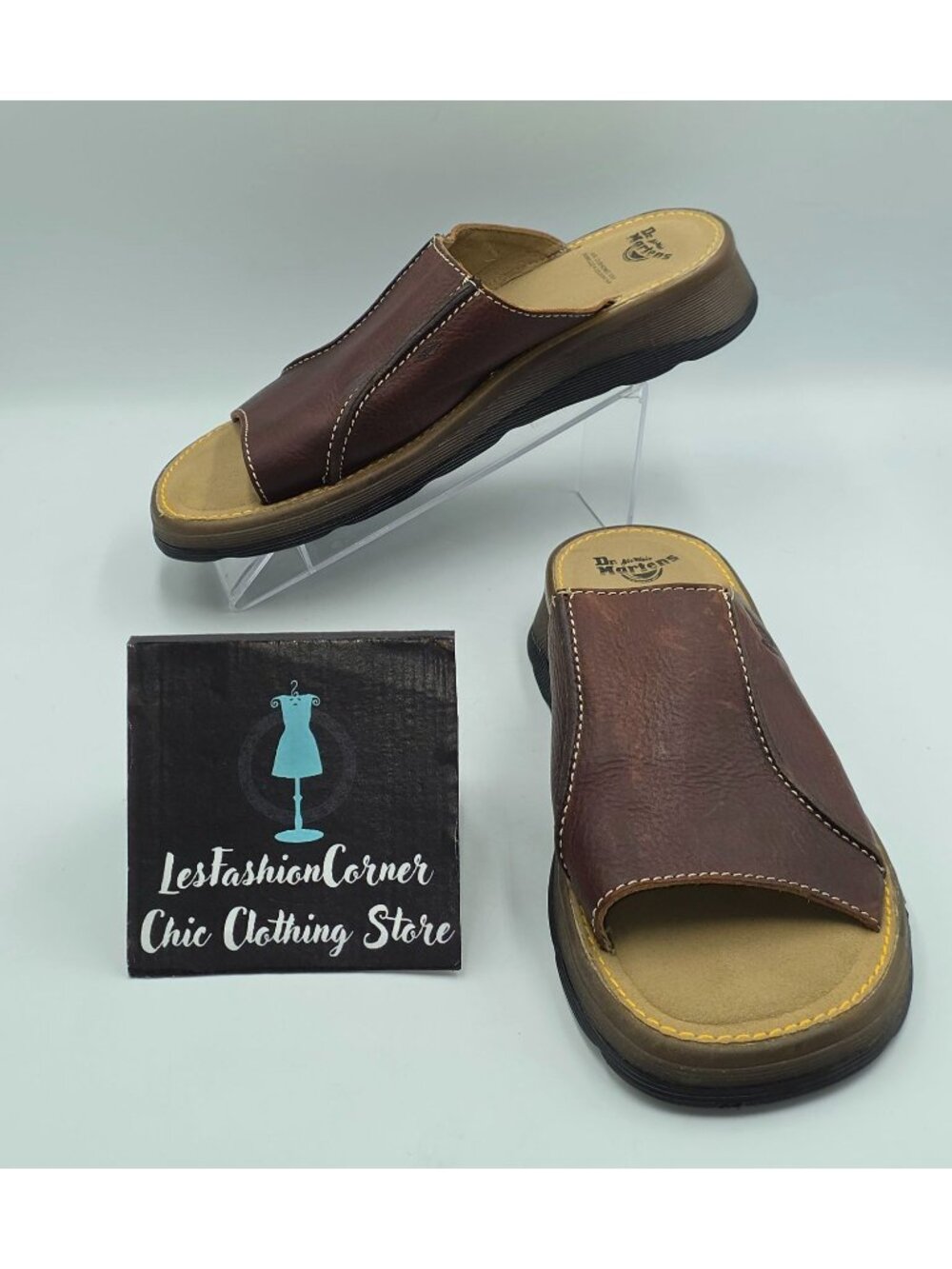 VTG Dr. Martens Men's Brown Leather Air-Cushioned Slide Mules Sandals Sz 8 3830